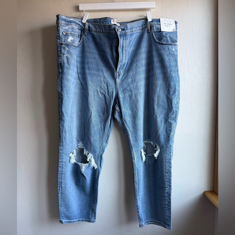 Abercrombie & Fitch Light Blue Distressed Mom Jeans
